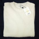Men's Sweater White Crew-Neck Fit Wide Wool Blend Made IN Italy