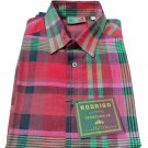 Polo Summer Man Rodrigo Neck Shirt Tartan Red Cotton & Linen Clothes Wide