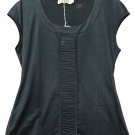 Women Vest Top Black Sleeveless lisle yarn Size 44 Elegant Lightweight Made Ita