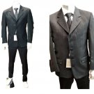 Suit Man Elegant Pure Wool Pettinato 4 Buttons 48 50 d6 Grey Black Formal