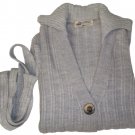 Cardigan Grey Pearl Woman Winter Belt Vintage Wide Collar SIZE S/M Last