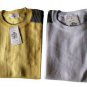 T-Shirt Crew-Neck Man short Sleeve White Yellow Ramie M Or L Giessebi Striped