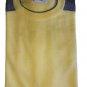 T-Shirt Crew-Neck Man short Sleeve White Yellow Ramie M Or L Giessebi Striped