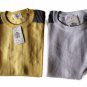 T-Shirt Crew-Neck Man short Sleeve White Yellow Ramie M Or L Giessebi Striped