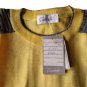 T-Shirt Crew-Neck Man short Sleeve White Yellow Ramie M Or L Giessebi Striped