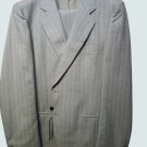 Men's Suit Winter 2 Buttons Size 50 Striped Brown Pure Wool Flared Pret-a-Porter