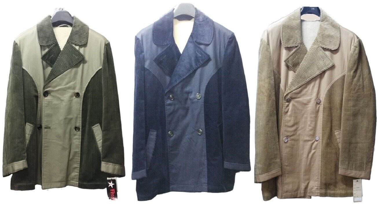 Men's Jacket corduroy Double-Breasted Vintage Original Fracor Lined Hot