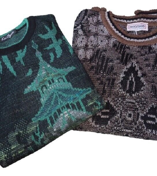 Pullover Man Spring Fantasy Japan & Mandala L XL Real Vintage Mix Cotton