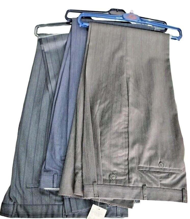 Men's Trousers Classic Pure Wool Cool Summer Vintage Blue Grey Brown striped