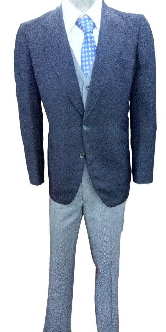 Suit Complete Man 3 Pieces Vintage 70s Wool Flared Elephant Made IN Italy New