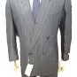 Men's Suit Grey Blue Slim Fit Double Chest Pure Silk Summer Facis