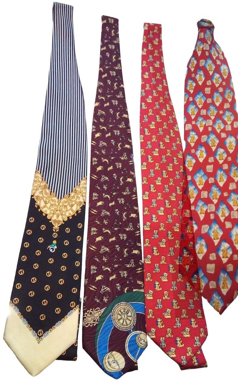 Tie Pure Silk handcrafted Various Patterns Made IN Italy 3 1/8in New Printed