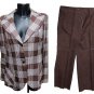 Woman set Summer Unlined Mix Linen Brown Jacket Check Half Ages 70