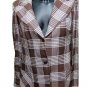 Woman set Summer Unlined Mix Linen Brown Jacket Check Half Ages 70