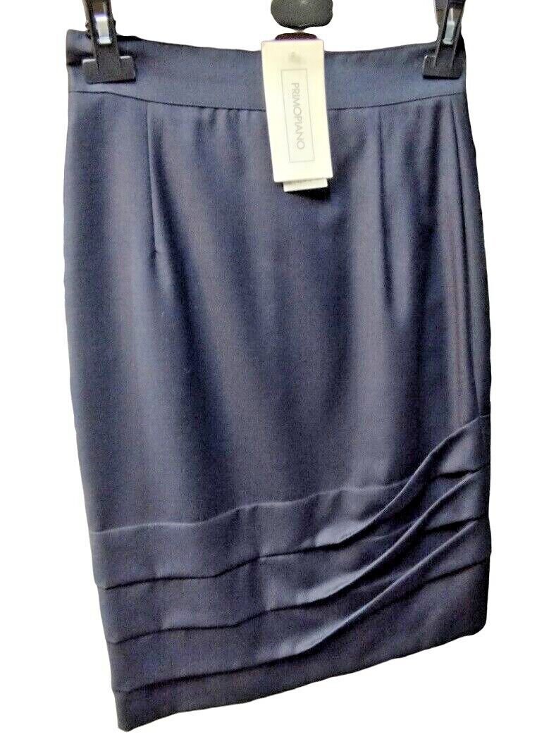 Skirt Spring Black Pure Wool Type Gabardine Folds Made IN Italy Formal Skirt