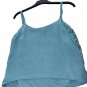 Womens Top Summer Short Elegant Sequins Baby Blue Made IN Italy Size 42 44