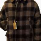 Men's Jacket Winter Fabric Wool Check Brown British Size M Padded New