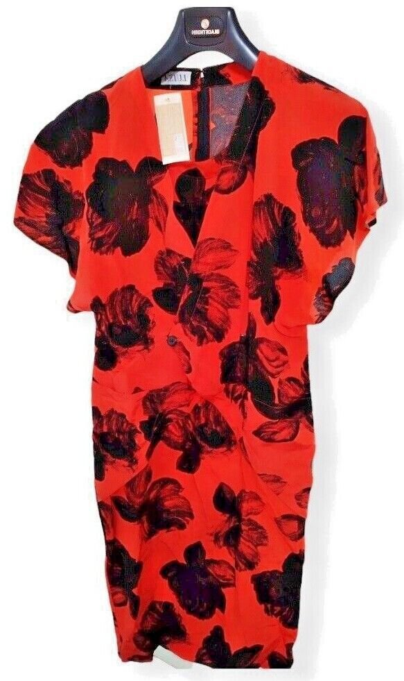 Dress Summer Pure Silk Orange Flowers Size 46 Ita Jacket Patch