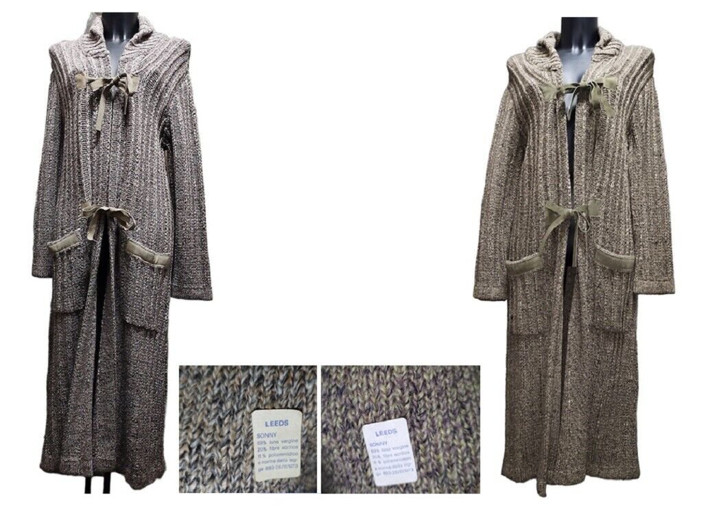 Women's Coat Vintage Knitted Wool Blend Measures Small Melange Leeds Vintage
