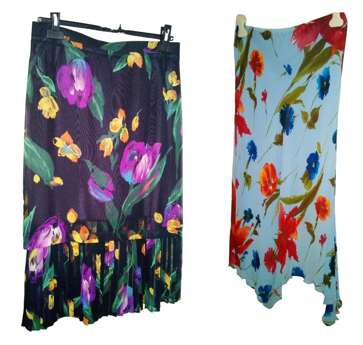 Skirt Summer Floral Light Size 44 Ita Acetate Pieces Unique Long Made IN Italy