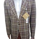 Men's Jacket Cotton Blend Sport Check Brown Facis Size 48 50' Wash And Wear'