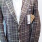 Men's Jacket Cotton Blend Sport Check Brown Facis Size 48 50' Wash And Wear'