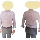 Men's Shirts Check Brown Two Pockets Sport Size 40 42 Cotton Blend M Long