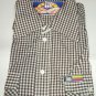 Men's Shirts Check Brown Two Pockets Sport Size 40 42 Cotton Blend M Long