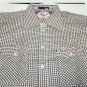 Men's Shirts Check Brown Two Pockets Sport Size 40 42 Cotton Blend M Long