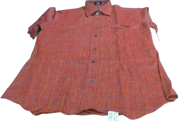 Man short Sleeve Shirt with Pocket Cotton Blend Colour Brick Fabric Canvas