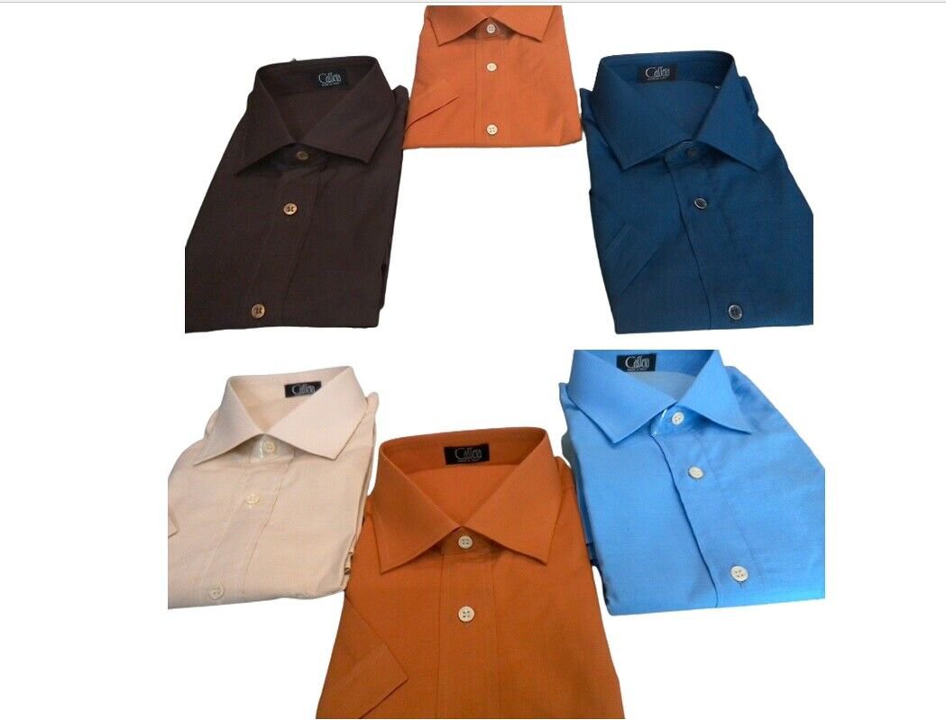 Shirt short Sleeve Man Smooth Pure Cotton Various Colours Measures Solid New