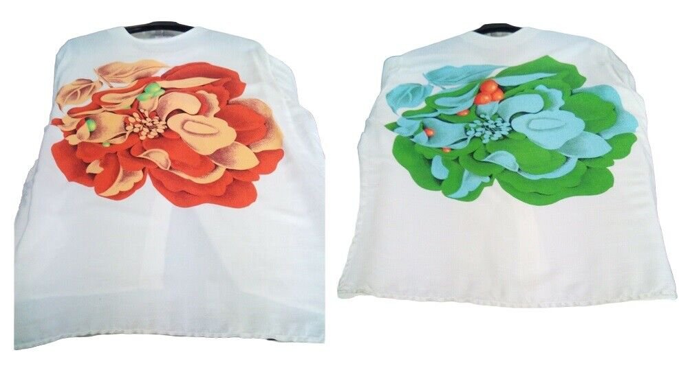 Jacket Woman White Printed Back Flowers Viscose Cool Summer White Cassera
