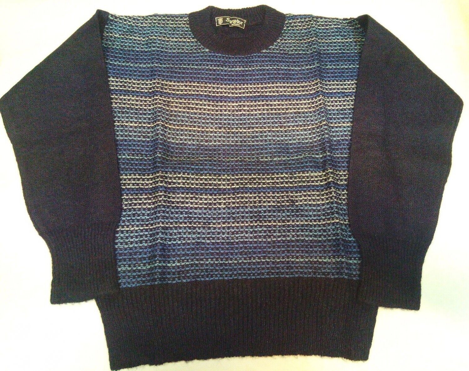 Sweater Woman Winter Wool Crew-Neck Blue Fantasy Vintage Size 42 44 Approx