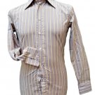 Shirt Vintage Man striped Violet SIZE XS - S Yellow Cotton Blend No Iron M. Long