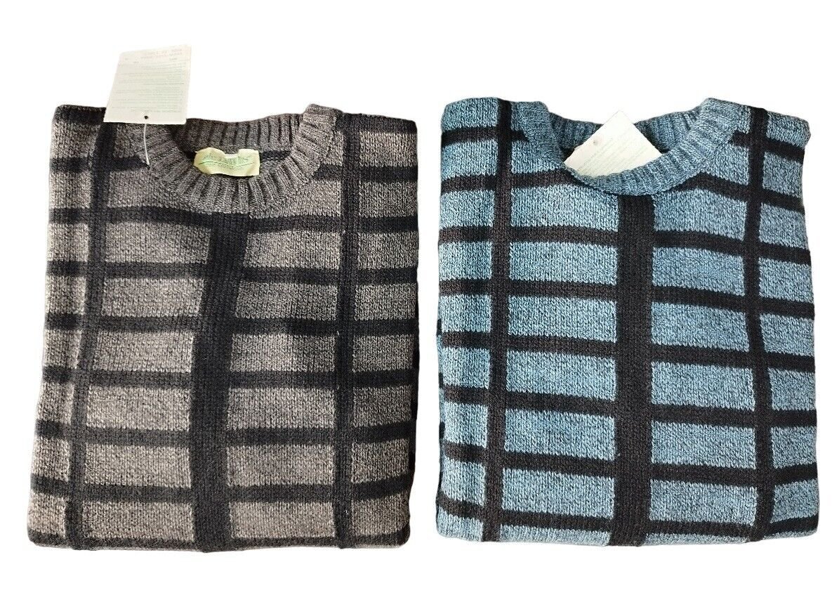 Pullover Man Wool Check Sports Crew-Neck McDavis Comfortable Hot Man Sweater