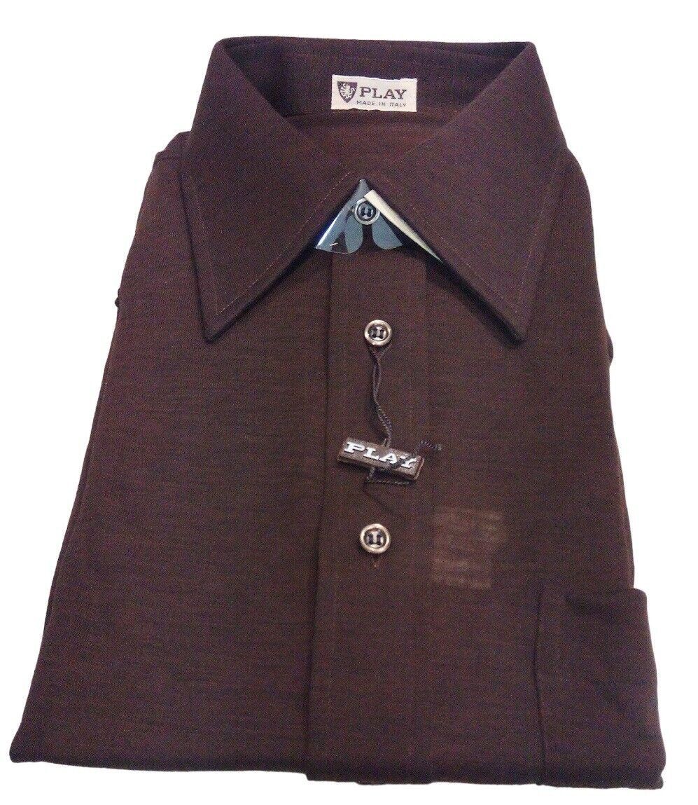 Men's Shirts Winter Jersey Wool 85% Brown Play Pocket Knitwear New