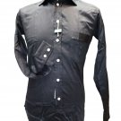 Men's Shirts Sport Vintage Solid Black S Slim Pocket Less thin stripes
