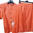Woman set Orange Summer Jacket & Skirt Corilady Comfortable Buttons Jewel