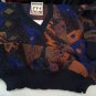 Men's Sweater Wool Blend V Neck XL Wide Fantasy Abstract Blue/Orange Manna