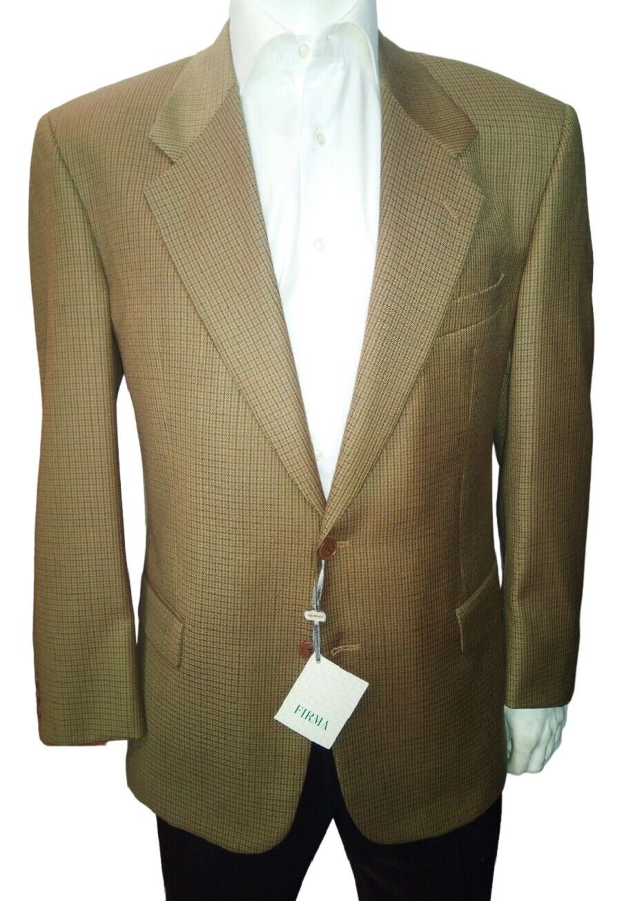 Men's Jacket Pure Wool Trendy Check Hazelnut Drop 8 Sport Autumn Slim Line