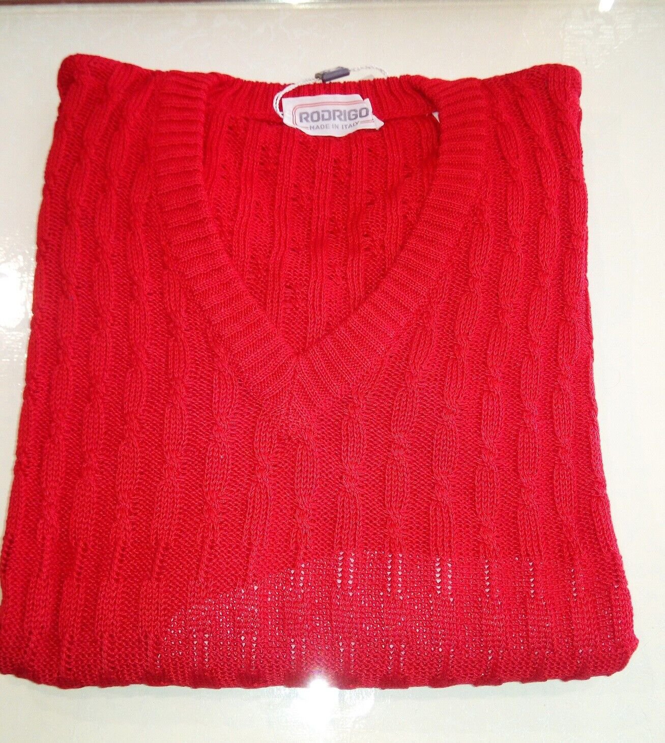 Pullover Classic Sweater 100% Cotton Man Spring Red New V Neck Rodrigo
