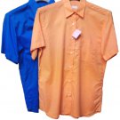 Blouse Woman Size 42 Wide Neck Shirt Solid Colour Cotton Orange Blue M Short