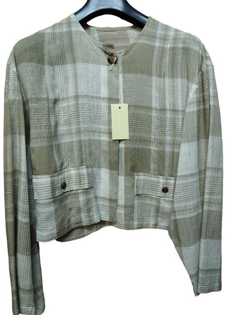 New Women's Jacket Summer Short Mix Linen Hazelnut Unlined Sport Size 44 It