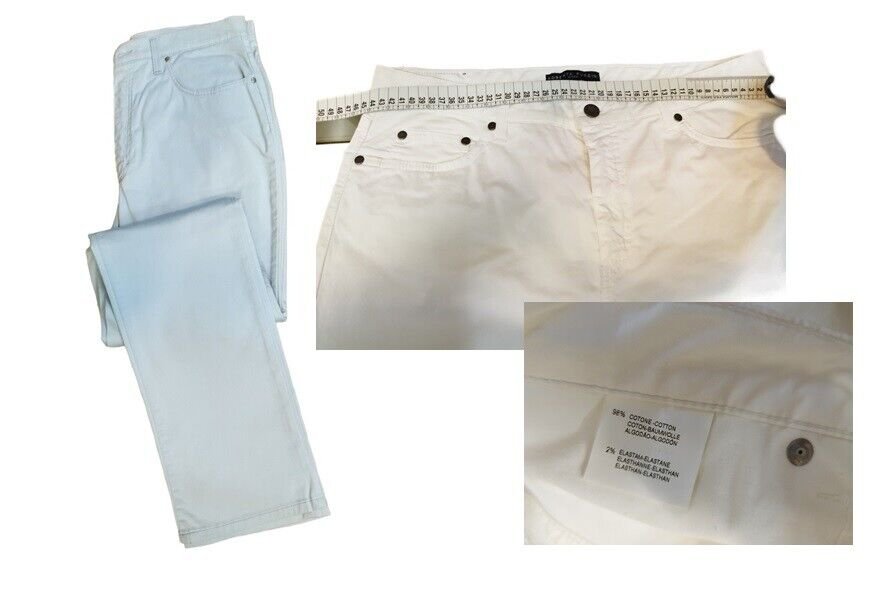 Women's Jeans Spring Summer Size 50 Roberta Puccini White Blue Cotton Elastic