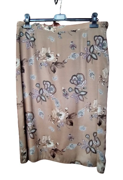 Skirt Summer Size Shaped = 52 Silk Blend Brown Floral Dedication Elegant