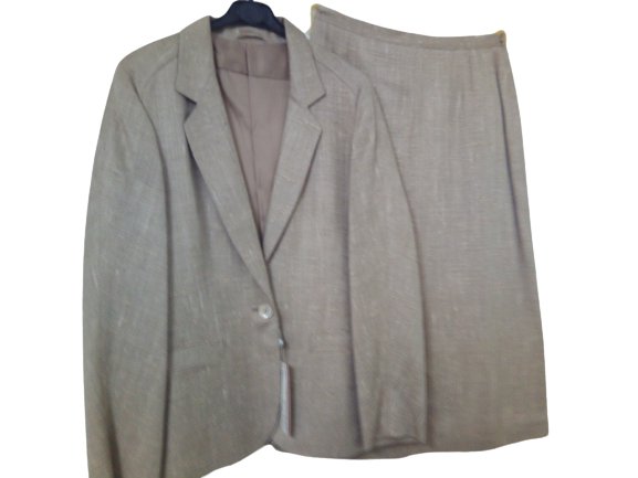Woman set Jacket Skirt Spring Size 94 (46 It) Hazelnut Shantung Spinata
