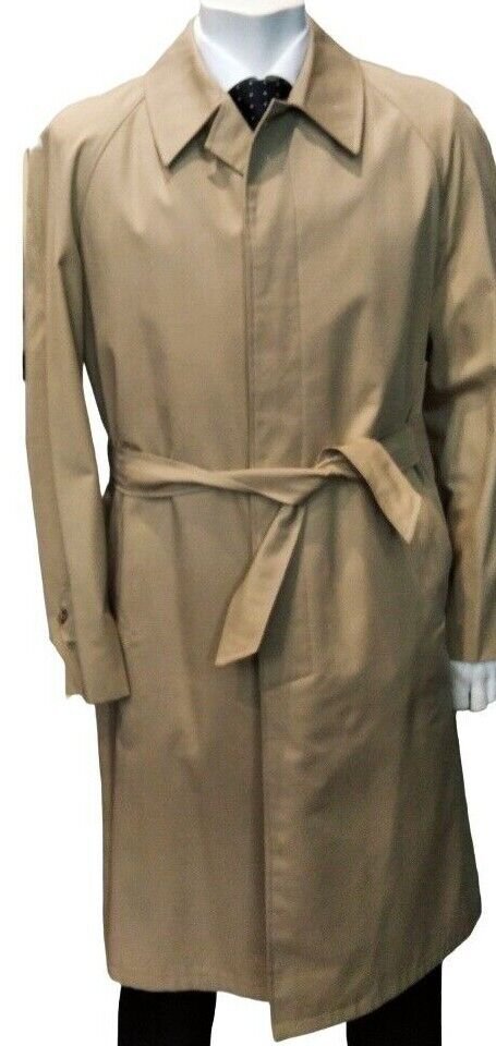 Raincoat Man Cotton Blend Classic Size 52 Vintage handcrafted Colour Khaki New