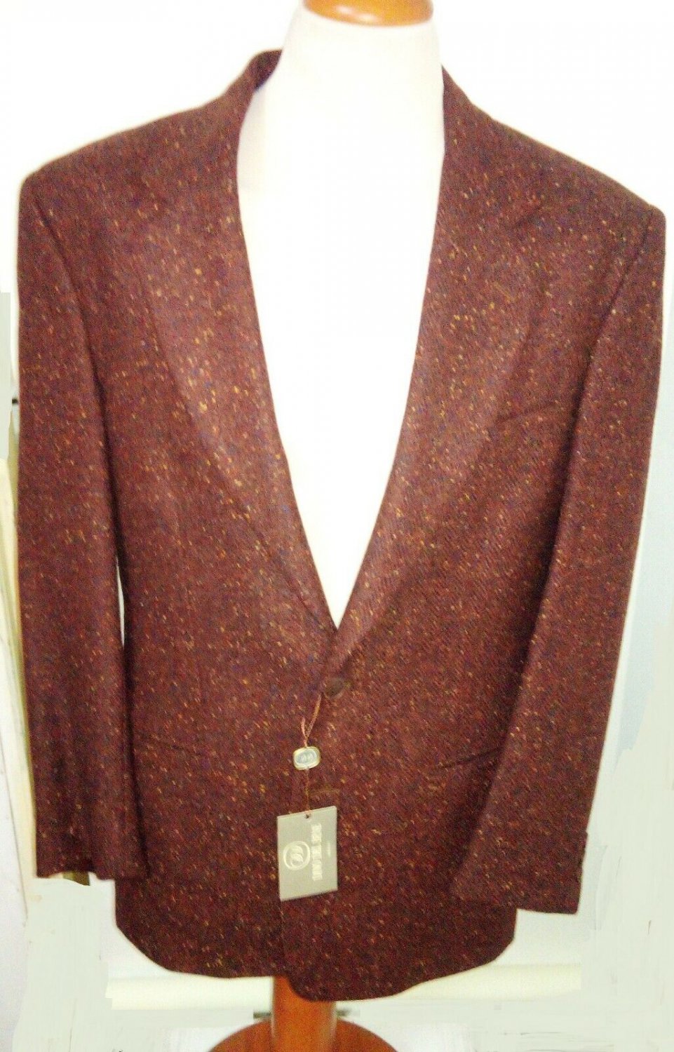 Jacket Tweed Man Pure Wool Various Measures Burgundy Cut Drop 6 Lanificio Biella