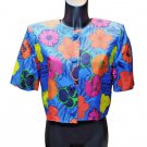 Jacket Shrug Woman Blue Flowers Pure Silk Made IN Italy Discount One Size 46