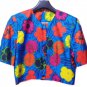 Jacket Shrug Woman Blue Flowers Pure Silk Made IN Italy Discount One Size 46